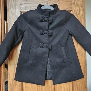 Gymboree Dressed Up Black Bow Peacoat - Youth Small